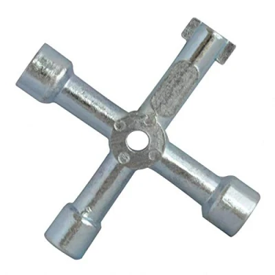 Image of A1SONIC® Meter Box Key 4 Way Multi Functional Utilities Electric Cupboard Cabinet Opening (Silver)