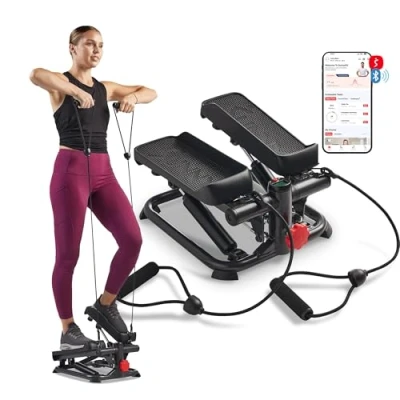 Image of Sunny Health &amp; Fitness Total Body Smart 2 in 1 Stepper Machine, Workout, Adjustable Hydraulic, LCD Monitor, Resistance Bands, Non Slip Pedals SF S0978SMART