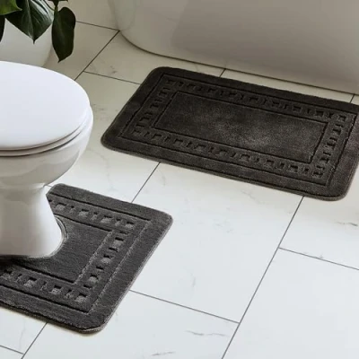 Image of Catherine Lansfield Armoni Bath Mat and Pedestal Set Grey
