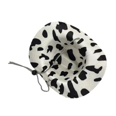 Image of FOLODA Festival Pet Cowboy Hat Adjust Neckstrap Dog Roleplaying Costume Cow Mini Cats Photo Headpiece For Party