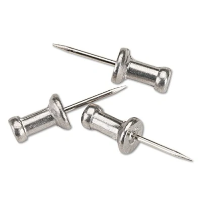 Image of GEM CPAL4 Aluminum Head Push Pins, Aluminum, Silver, 1/2&quot; (Box of 100)