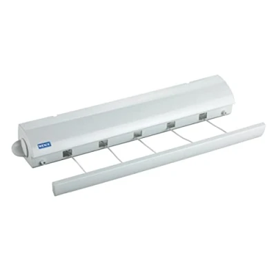 Image of WENKO 63025100 Wall clothes lines extendable, Acrylonitrile Butadiene Styrene (ABS), 47.5 x 7 cm, White