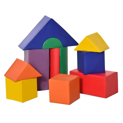 Image of HOMCOM 11 Piece Kids Soft Foam Puzzle Play Set Interlocking Toddler Learning Blocks Gym Toy Building and Stacking Educational Structure Safe Crawl Climb
