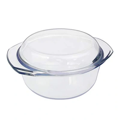 Image of Glass Casserole Dish with Lid, 2.5L 20cm, Oven Proof, Microwaveable, Clear Covered