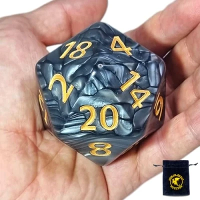 Image of Power Beast Dungeon Large D20 Dice 55mm + Bag, Titan Dungeons and Dragons, Giant D20, Polyhedral Dice, D&amp;D, DND, Pathfinder.
