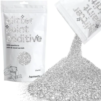 Image of Glitter Paint for Walls Silver Additive Emulsion Latex Acrylic Sparkles Chunky Interior Painting 100g / 3.5oz