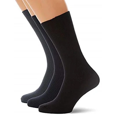 Image of 6, 12 Pairs Multipack 100% Cotton Non Elastic Diabetic Socks for Men, Big Foot Ribbed Design Comfortable Executive Loose Soft Top UK Size 11 14 (Dark Assorted, 12)