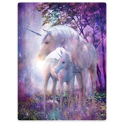 Image of YISUMEI 80x120 cm Blanket Comfort Warmth Soft Cozy Easy Care Machine Wash Fantasy Forest Unicorn Purple,Violet