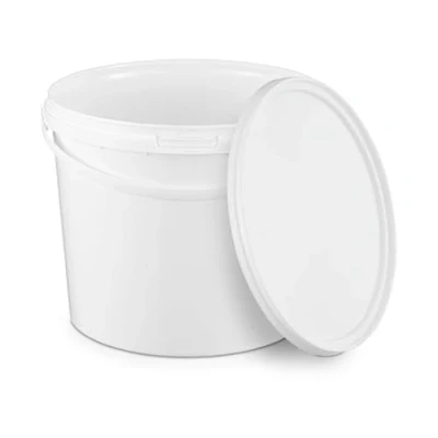 Image of BenBow bucket with lid 5l white 10x 5 liters food safe, stable, airtight, leak proof, odourless plastic handle empty