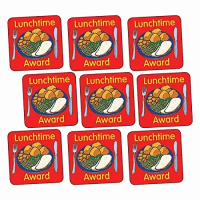 Image of 700 Lunchtime Award Square School Pupils Childrens Reward Praise Stickers 16mm Primary Teaching Services