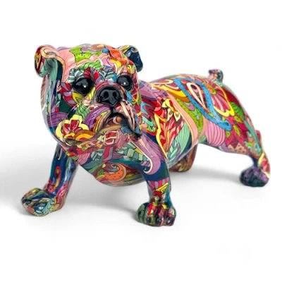 Image of Animal Crackers Groovy Art bright coloured Standing English Bulldog ornament figurine Dog lover gift