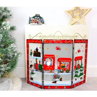 Image of Christmas Concepts® Santa/Snowman Metal Fire Guard Sculpture Decor Two (Large 63cm Santa) (25&#039;&#039;)