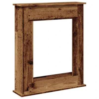 Image of ** vidaXL Fireplace Surround Engineered Wood, Old Wood Finish, 75x20x87.5 cm, LED Flame Compatible Mantel Piece with Shelf