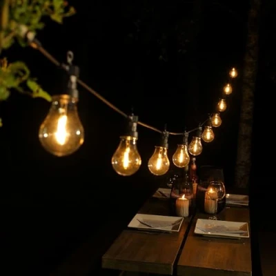 Image of NOMA 10 Battery Operated Edison Festoon Lights (Pack of 1), Black/Clear