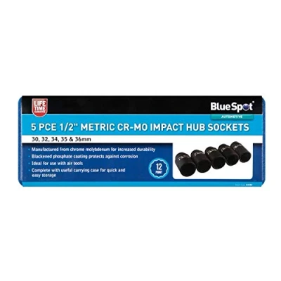 Image of Bluespot 01552 5pce 1/2&quot; Metric Cr Mo Impact Hub Sockets (30 36mm)