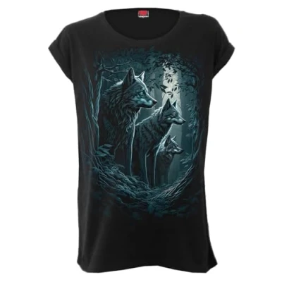 Image of Spiral Forest Guardians Turnup Sleeve Loosefit Tee L Black