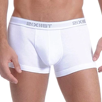 Image of 2(X)IST Men&#039;s Essential Cotton No Show Trunk 3 Pack, White, S