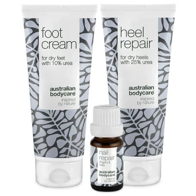 Image of Feet and Nails Care Kit with Tea Tree Oil Foot Cream, Heel Repair, Nail Repair for Softer, Healthier Moisturizes, Soothes, Repairs Dry Cracked Heels