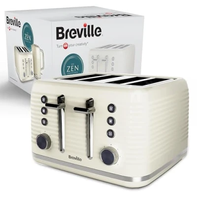 Image of Breville Zen 4 Slice Cream Toaster with High Lift &amp; Wide Slots Silver Chrome [VTR028]