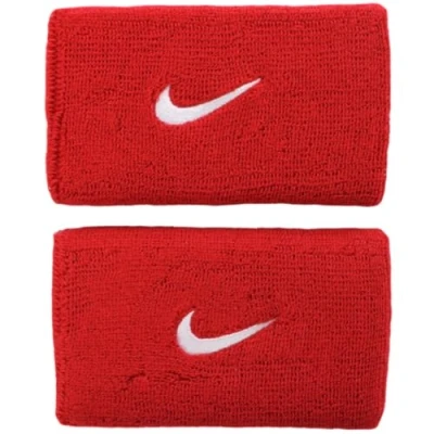 Image of Nike Swoosh Double Wide Wristband Sweatband, Unisex, Doublewide Wristbands, varsity red/Black, OSFM