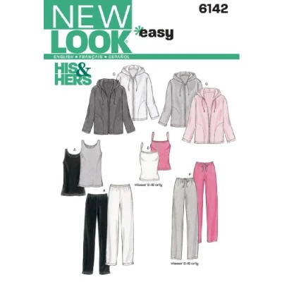 Image of New Look Sewing Pattern 6142 Miss/Men Separates, white, A