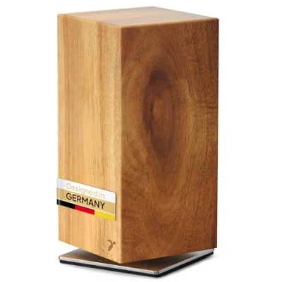Image of Knife Block Rotatable 360 Degree Magnetic Without Acacia Wood Holder Universal Unequipped Elegant Wooden Rotating mahona