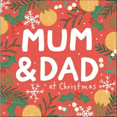 Image of Woodmansterne Mum and Dad Christmas Card Holly, Orange Cloves Snowflakes with Embossed Finish Eco Friendly Recyclable
