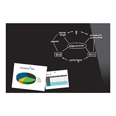 Image of Be!Board B1301 Magnetic Glass Board / PinBoard WhiteBoard Dry Wipe Board, 90 x 60 cm, Black