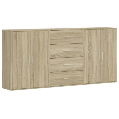 Image of vidaXL Sideboards 3 pcs Sonoma Oak 60x31x84 cm Engineered Wood