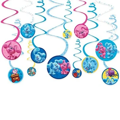 Image of Amscan 9913276 Blue&#039;S Clues Swirl Decorations 6 Pack
