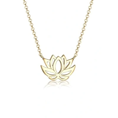 Image of Elli Women&#039;s 925 Sterling Silver Gold Plated Lotus Flower Pendant Necklace of Length 45 cm