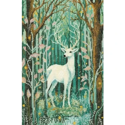 Image of Heritage Crafts White Hart Stag Counted Cross Stitch Aida Kit Elaine Serenum