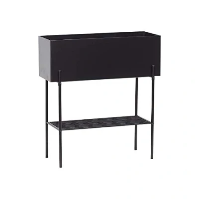 Image of Hubsch Industrial Rectangle Black Metal Plant Trough on Stand