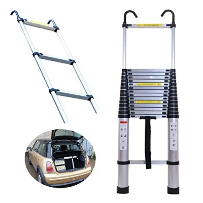 Image of Extendable Ladder Aluminium 6.2m 20.3ft Portable Straight Telescoping Ladders with 2 Hooks Multipurpose Retractable Tall Save Space for Loft Attic Roof Builder Supplies Household