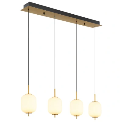 Image of Ewald Bar Pendant Ceiling Light Brass Coloured Opal Glass Shade 4x LED 3000K