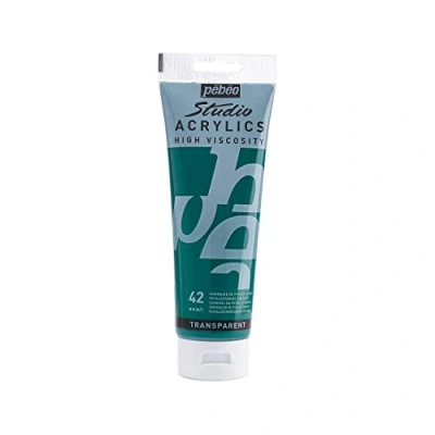 Image of Pébéo 169 042 Studio Acrylics Fine Acrylic Paint Green Phtalocyanine Green, 250 ml
