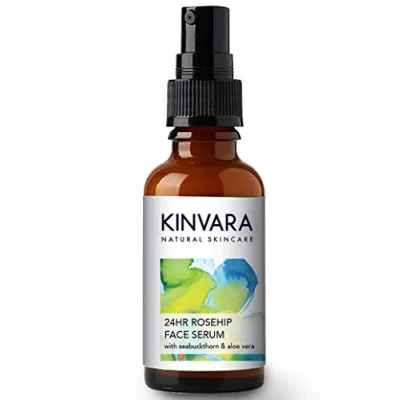 Image of Kinvara Rosehip Face Serum 30ml Natural Facial Treatment with Organic Oil Hydrating, Calming &amp; Glowing Concentrated Formula Hyaluronic Acid, Seabuckthorn Aloe Vera Vegan