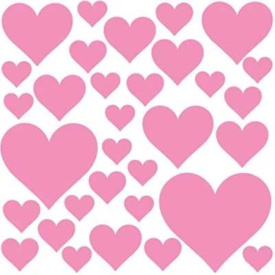 Image of PREMYO Set of 32 Heart Wall Stickers Kids Nursery Decor Easy to Apply Decals for Bedrooms Girls Rose Pink