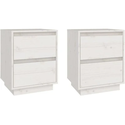 Image of vidaXL Bedside Cabinets 2 pcs White 40x35x50 cm Solid Wood Pine