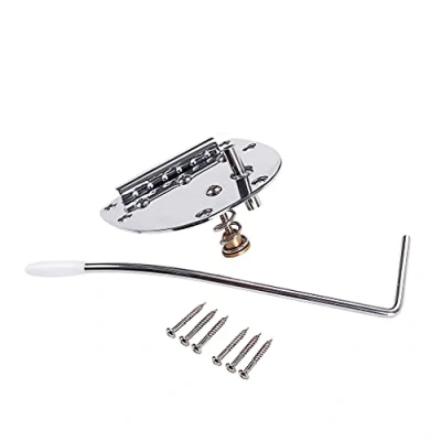Image of Alnicov Steel Guitar Bridge Tailpiece with Whammy Bar Screws for Mustang and Jazzmaster Repaclement,Left Hand