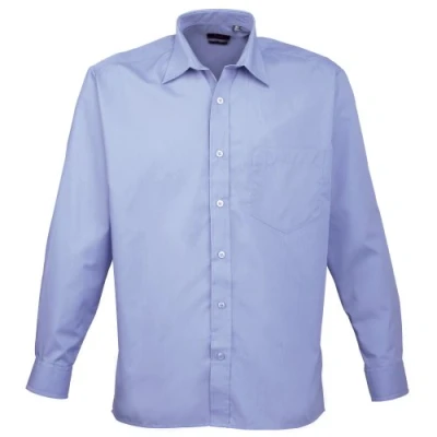 Image of Premier Womens/Ladies Poplin Long Sleeve Blouse / Plain Work Shirt (18) (Mid blue)