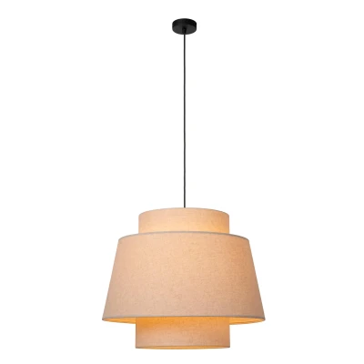 Image of Lucide Tribute pendant light, 1 bulb, Ø 60 cm, textile, beige