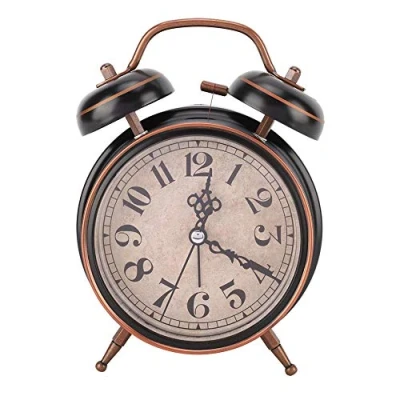 Image of Atyhao Mechanical Alarm Clock, 4&quot; Retro Clock With Night Light Manual Wind Up Double Twin Bell(Black)