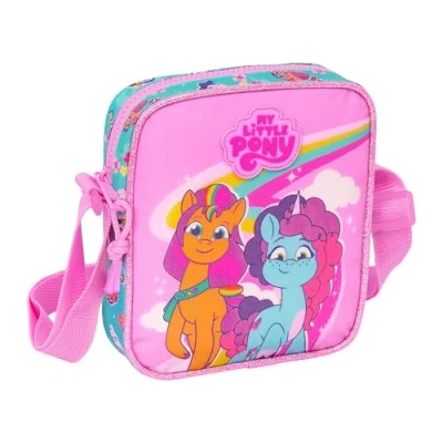 Image of safta My Little Pony Magic Small Shoulder Bag for Children, Ideal Children from 5 to 14 Years, Comfortable and Versatile, Quality Resilience, 16 x 4 18 cm, Pink/Turquoise,