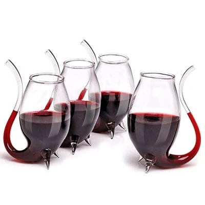 Image of Flow Barware Port Glasses 4X 90ml Sipper Unique Gift Set for Port, Sherry, Brandy &amp; Fortified Wine Pipe Sipping