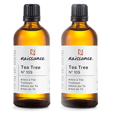 Image of Naissance Tea Tree Essential Oil (No. 109) 200ml (2 x 100ml) Pure, Natural, Cruelty Free, Vegan &amp; Undiluted for Diffusers, Aromatherapy Homemade Formulations