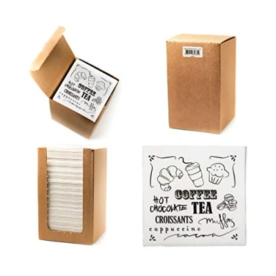 Image of Alvotex CHIC Airlaid 100 Coctail Napkins, 1/4 Fold Fabric Like, Disposable Coffee Tea Motif 20 x cm