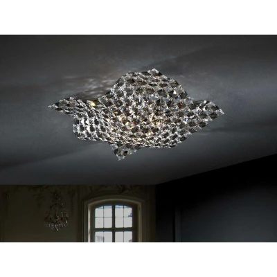 Image of Sat 4 Light Crystal Flush Ceiling Chrome, G9