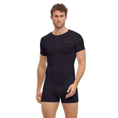 Image of FALKE Men&#039;s Warm Round Neck M S/S TS Functional Yarn Quick Dry 1 Piece Base Layer Top, Black (Black 3000) New eco Friendly,