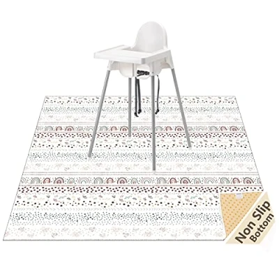 Image of Splat Mat for Under High Chair/Arts/Crafts, WOMUMON Washable Spill Waterproof Anti Slip Floor Protector Splash Mat, Messy and Table Cloth